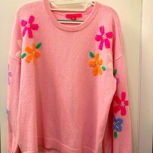 NWOT Women’s Pink Sweater-XL Lilly Pulitzer Laletta Embroidered Sweater